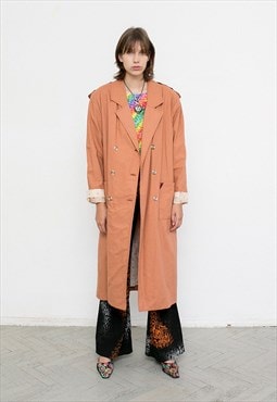 Vintage Trench Coat Oversized Brown Long 90s 