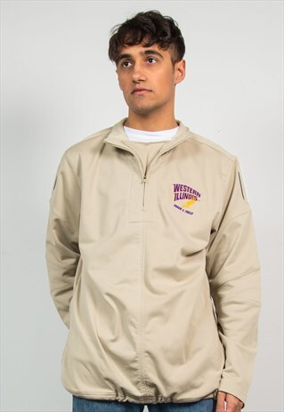 ADIDAS BEIGE QUARTER ZIP COLLEGE SWEATSHIRT