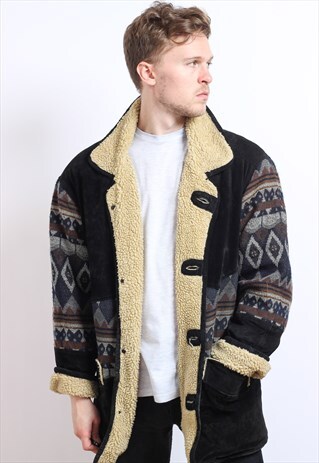 VINTAGE AZTEC FLEECE LINED JACKET