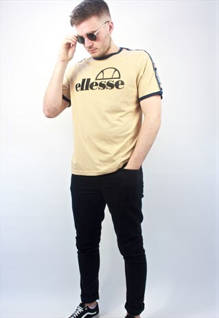90'S RETRO BEIGE SIDE-TAPE T-SHIRT