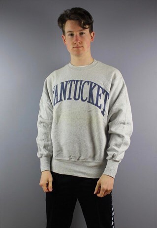 VINTAGE LEE NANTUCKET SWEATSHIRT IN GREY WITH PRINTED LOGOS.
