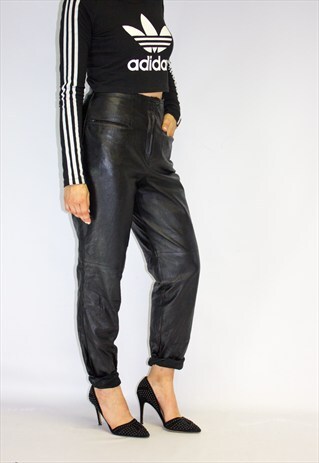VINTAGE HIGH WAIST PUNK / GRUNGE LEATHER TROUSERS