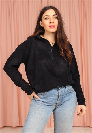 VINTAGE 90S 1/4 ZIP FLEECE IN BLACK