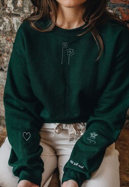 forest green You got this embroidered sweater