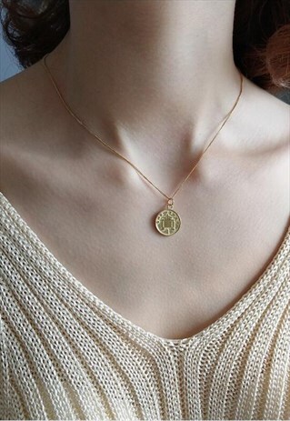 GOLD CENT ROUND COIN NECKLACE