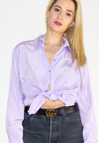 DESIGNER VINTAGE 90'S BASLER LILAC SILKY SHIRT