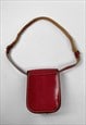 70'S VINTAGE LADIES RED/ BURGUNDY LEATHER SADDLE BAG