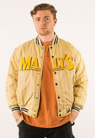 VINTAGE 80S GOLDEN MALT'S BEER REVERSIBLE NYLON VARSITY JACK