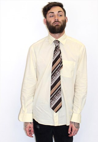 70S VINTAGE BROWN TEAM KITSCH RETRO WOVEN NECK WORK TIE