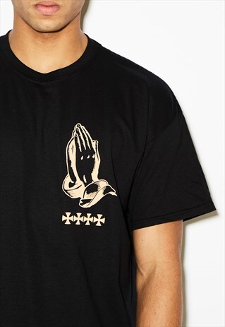 HONOUR PRAYING HANDS BLACK TEE L/XL