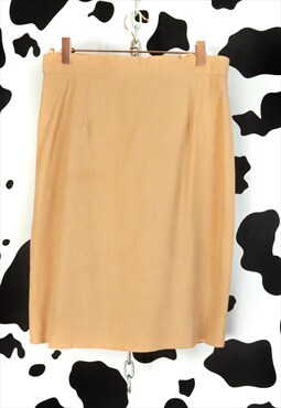 Vintage 60s Pastel Peach Monochrome Pencil Mini Skirt Mod