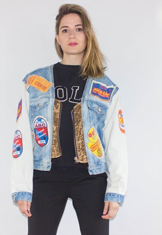 VINTAGE AMAZING USA PATCHWORK DENIM JACKET