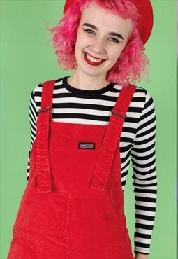 Red cord feel the love stretch dungarees 