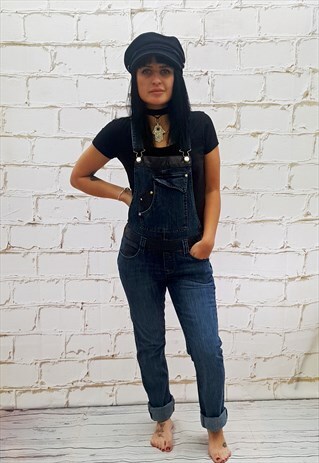 VINTAGE BLUE DENIM LONG DUNGAREES