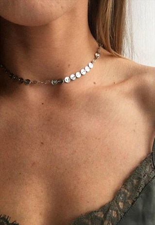 SILVER COIN CHOKER