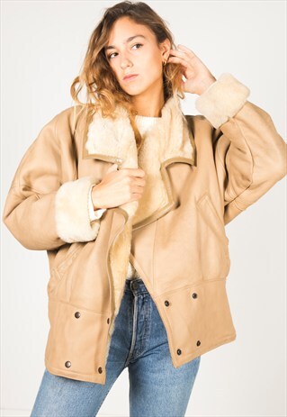 VINTAGE 80S WINTER SHEEPSKIN COAT / R014
