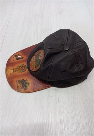 Machu Picchu Snapback Cap Leather Brown