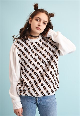 80'S RETRO NEUTRAL SLOUCHY MOMS KNIT JUMPER