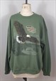 Vintage 90's American Bald Eagle Graphic Khaki Sweatshirt L