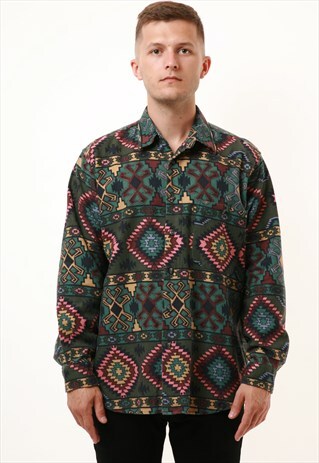 90S VINTAGE RARE DONALLEY PATTERN COTTON SHIRT 15624