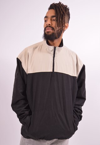 ADIDAS MENS VINTAGE PULLOVER JACKET XL BLACK 90S