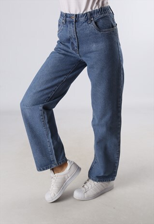 VINTAGE HIGH WAISTED DENIM JEANS WIDE LEG UK 10 (D4I)