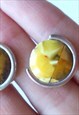 VINTAGE HANDMADE AMBER CUFF LINKS AND TIE CLIP SET