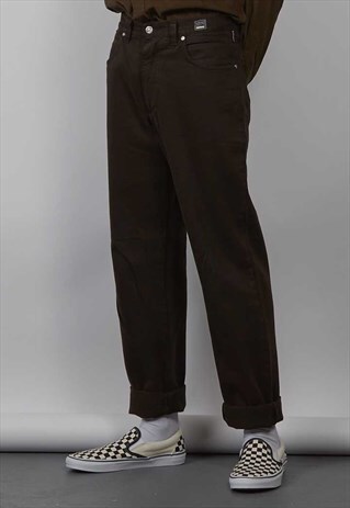 VINTAGE 90'S VERSACE LOGO DARK BROWN JEANS