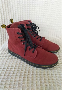 Dr Marten Maroon Red Canvas  Boots UK 6 Shoreditch