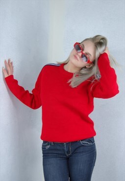 Vintage 90's Christmas bright baggy knitted jumper in red