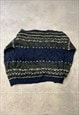 VINTAGE KNITTED JUMPER ABSTRACT PATTERNED GRANDAD SWEATER