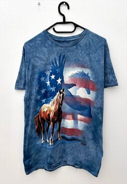 the mountain blue horse USA tie dye T-shirt medium 