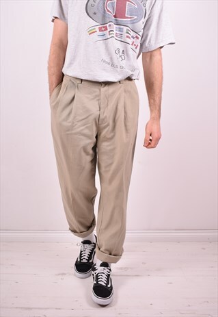 TOMMY HILFIGER MENS VINTAGE TROUSERS W34 L32 KHAKI 90'S