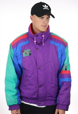 VINTAGE 90S WAVEY COLOURED SKI JACKET COAT