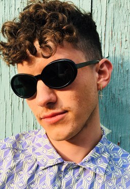Vintage Sunglasses Black Round Sunglasses 