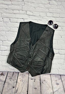 Vintage Black Leather Waistcoat