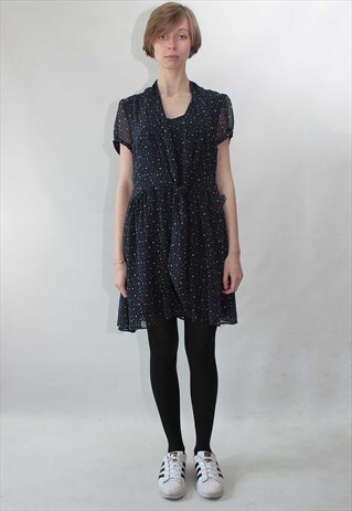 VINTAGE 90' SUPER CUTE PRETTY NAVY BLUE MINI DRESS