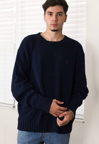 VINTAGE POLO RALPH LAUREN SWEATER JUMPER LOGO 90S XL 29.4