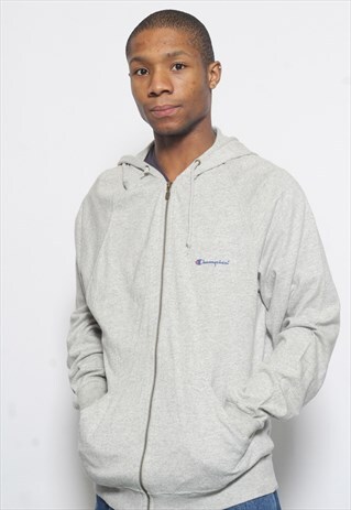 VINTAGE CHAMPION LOGO HOODIE GREY