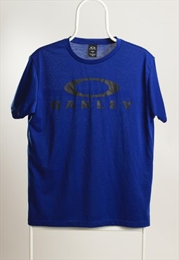 Vintage Oakley Crewneck Print T-shirt Blue