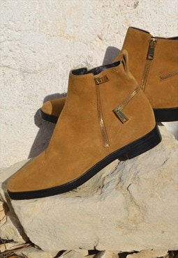 KENZO genuine leather suede camel ankle boots,shoes