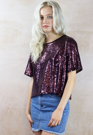 VISCIOUS VIOLET SEQUIN BOX TOP