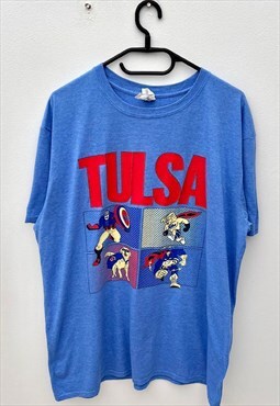 Gildan tulsa university blue superhero T-shirt XL USA