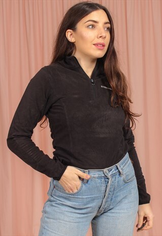 VINTAGE 90S 1/4 ZIP FLEECE IN BLACK