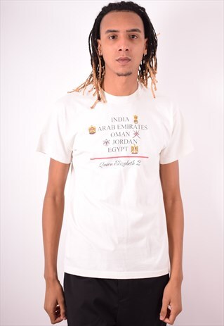 MENS VINTAGE T-SHIRT TOP MEDIUM WHITE 90S