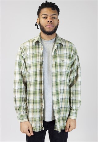 VINTAGE SHADES OF GREEN CHECK FLANNEL SHIRT