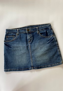 Vintage Y2K Denim Blue Mini Skirt Summer Pockets Small