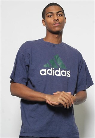 VINTAGE ADIDAS LOGO T-SHIRT BLUE