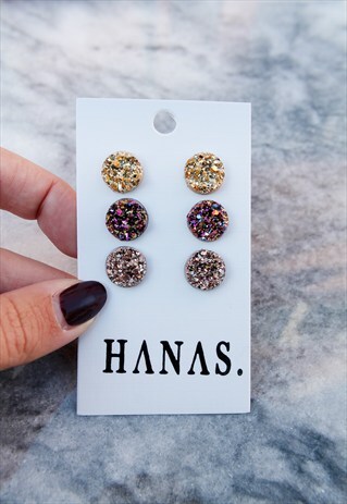 GOLDEN DRUZY STUDS SET
