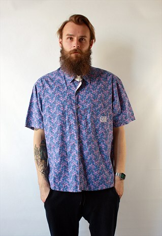 VINTAGE 80'S SHIRT WITH BUTTONS AND SMALL COLORFUL FLOWERS